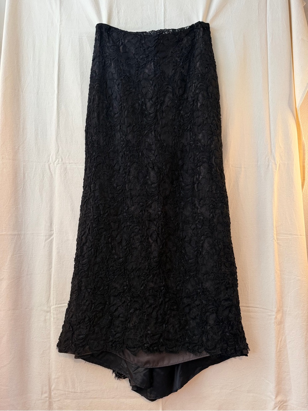 Vintage Victor Costa Black Floral Corded Lace Maxi Skirt Whimsigoth